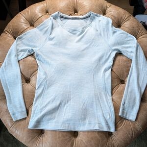 Smartwool Women's Base Layer Longsleeve Pullover Shirt Sz Large Light Blue